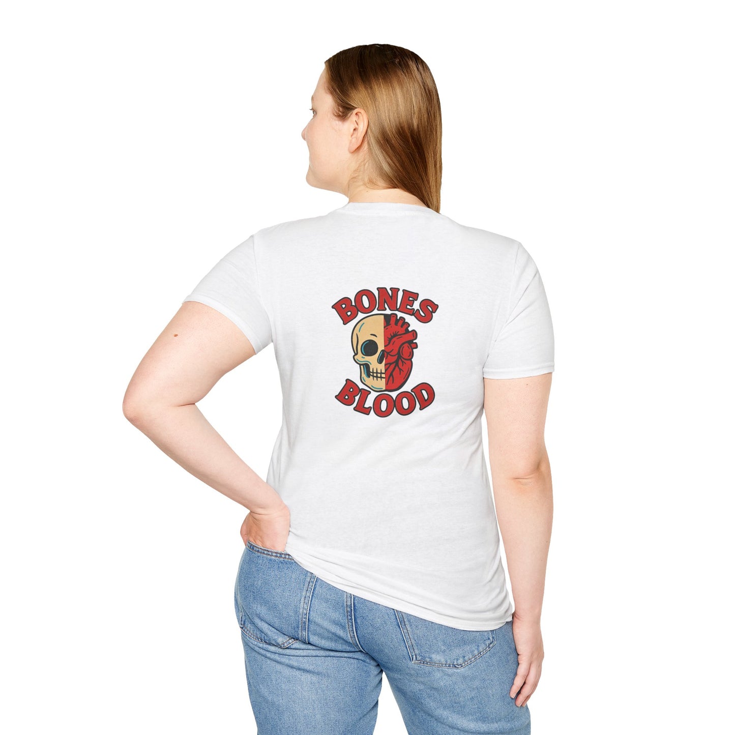 Soft Style Unisex Graphic Tee: Bones and Blood Graphic