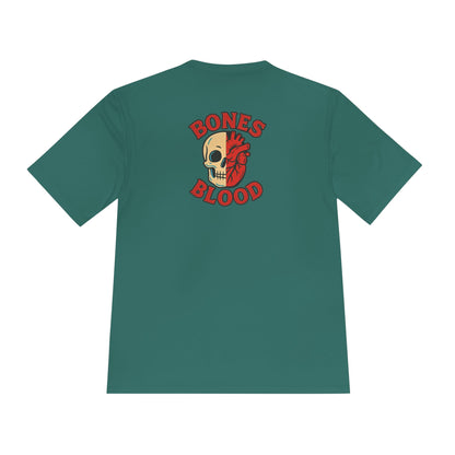 Moisture Wicking Unisex Graphic Tee: Bones and Blood Graphic