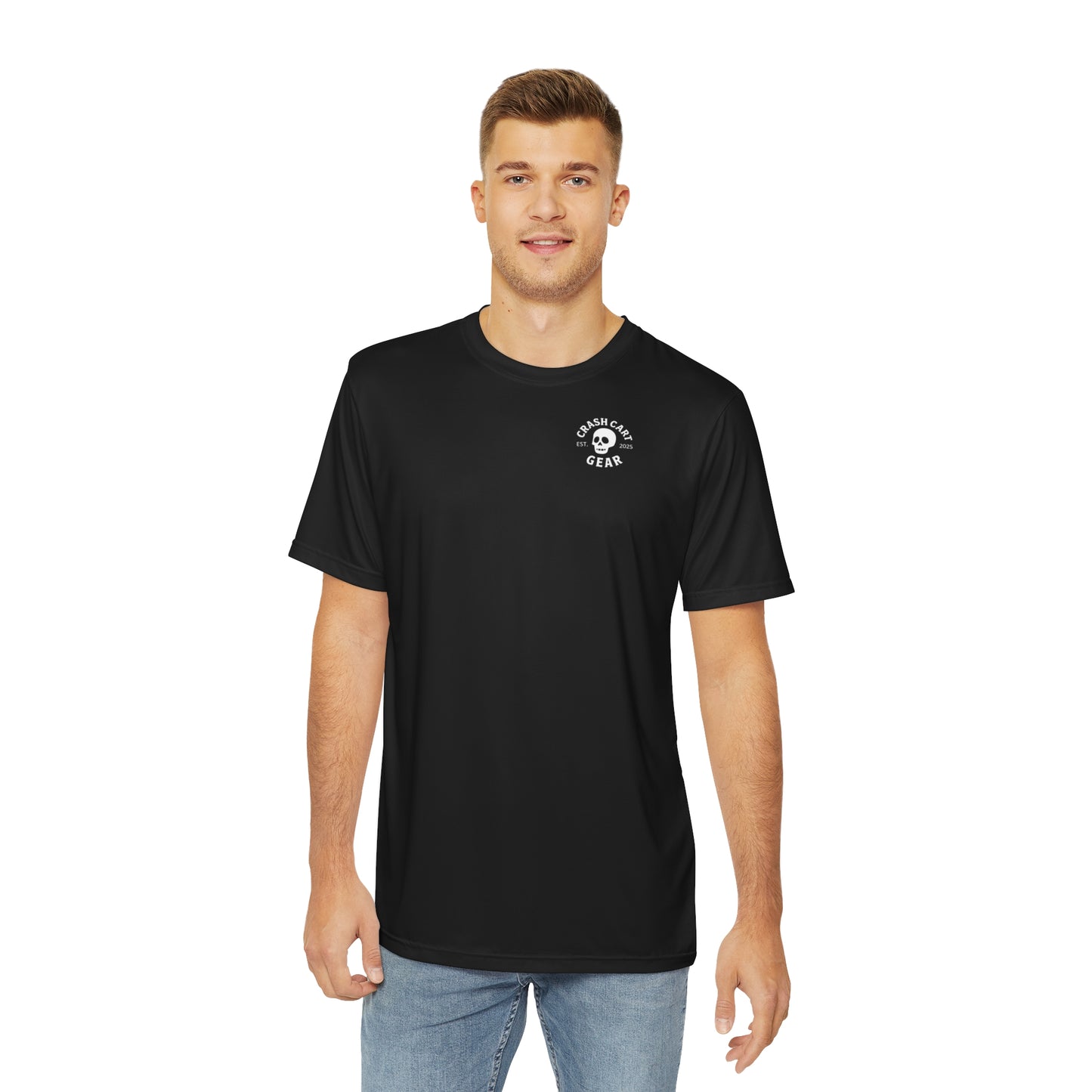 Mens Sport Style Tee: Crash Cart Logo