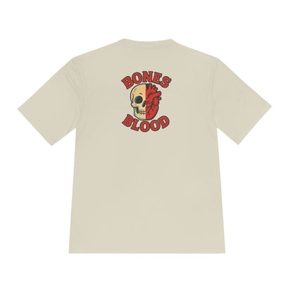 Moisture Wicking Unisex Graphic Tee: Bones and Blood Graphic